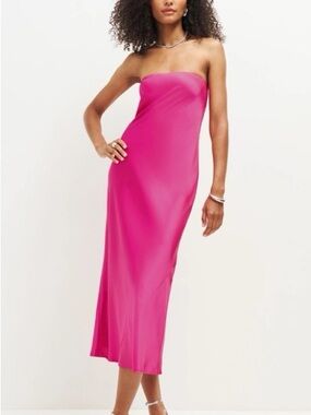 Reformation Joanna Silk strapless dress/ medium could fit a small